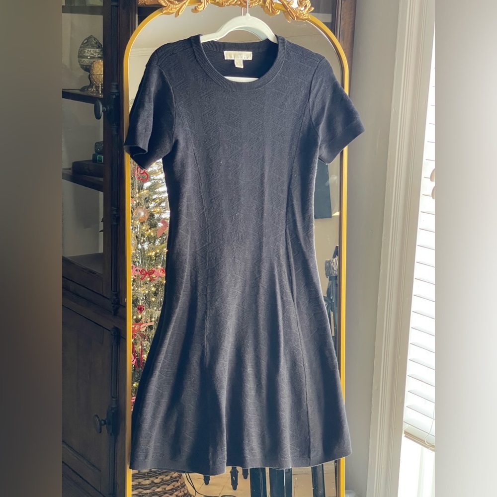 MICHAEL Michael Kors Black Knit Fit and Flare Sweater Dress